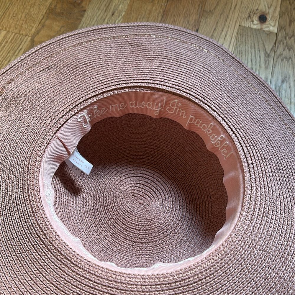 Lauren Conrad metallic thread sun hat spf 50 pink beach wide brim - Picture 3 of 4